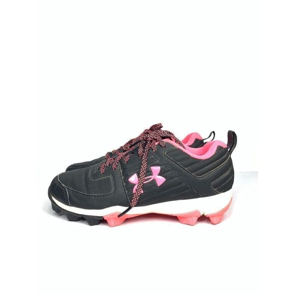 Under Armour Leadoff Low RM Baseball Cleats Black Hot Pink Girls Youth Kids 4.5 - Picture 5 of 8